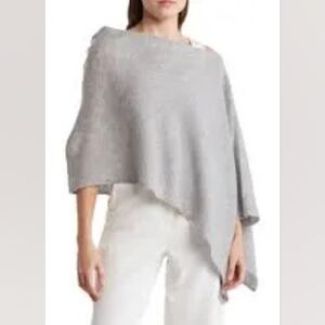 Cynthia Rowley Light Gray 100% Cashmere Asymmetrical Poncho In Great Condition